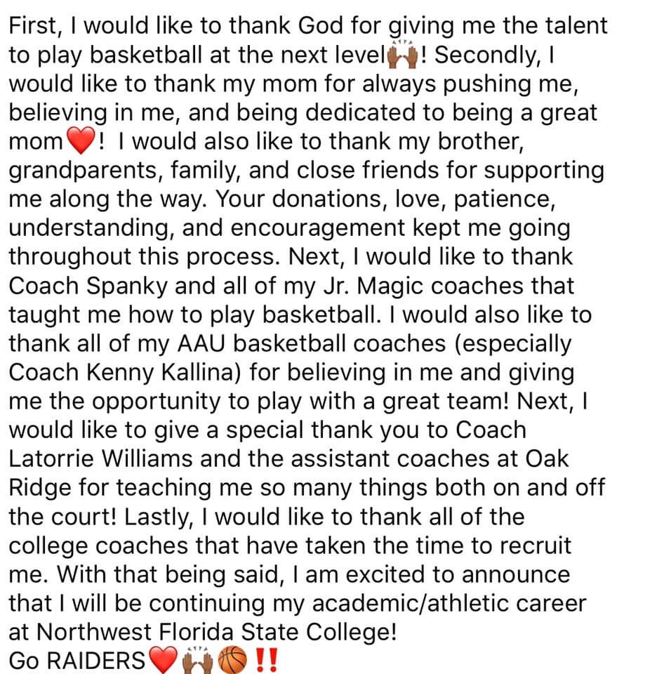 OrhsGirlsBBTeam's tweet photo. Congrats to Jasmine Quarterman on her commitment to continue her basketball and academic career at NFW State! We are extremely happy for you #2! @Stunnajass 🏀💚💛🙌🏾 https://t.co/JEZSjc7lo2