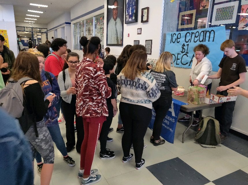 bhsdeca46's tweet photo. The first day of our fundraiser was a success!! We are selling ice cream for $1 for the rest of the week. So come by and get a nice cold treat!!! https://t.co/6C9930fwzl