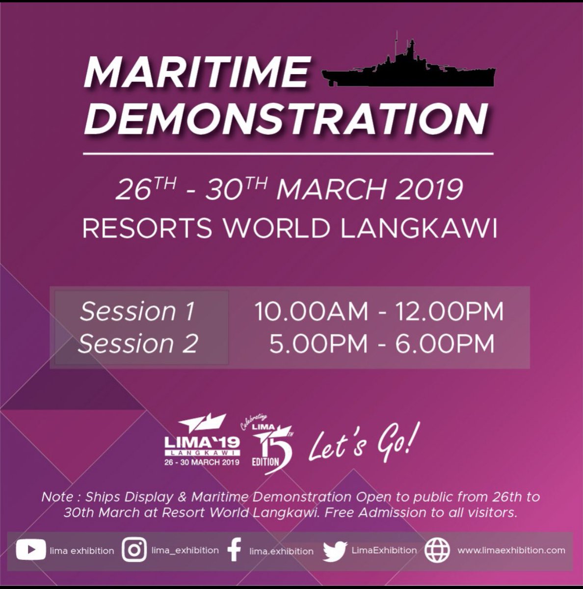 One more hour till the Session 1 of Maritime Demonstration ends! Let's witness the spectacular show together!

Entrance is FREE FOR ALL VISITORS at Resorts World Hotel Langkawi 
#LIMA19 #LebihHebat #MindefMalaysia #fantastikLIMA19 #jomgerak #MITIatLIMA19