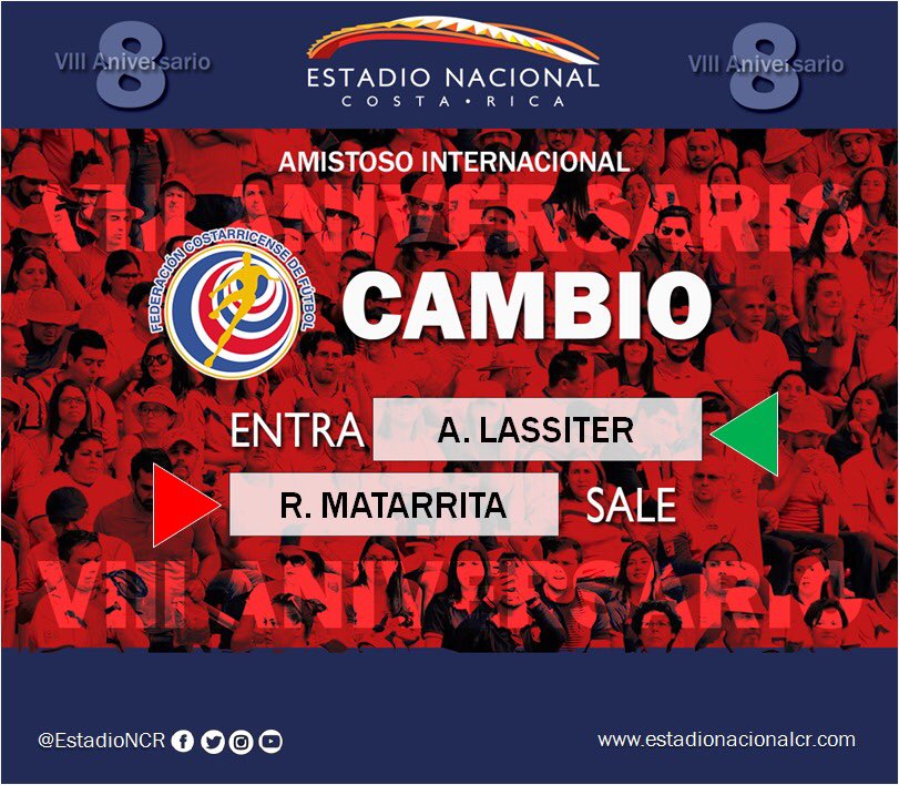EstadioNCR's tweet photo. 🇨🇷 #CRCvsJAM 🇯🇲 Cambios en #LaSele https://t.co/sPZrJygttG