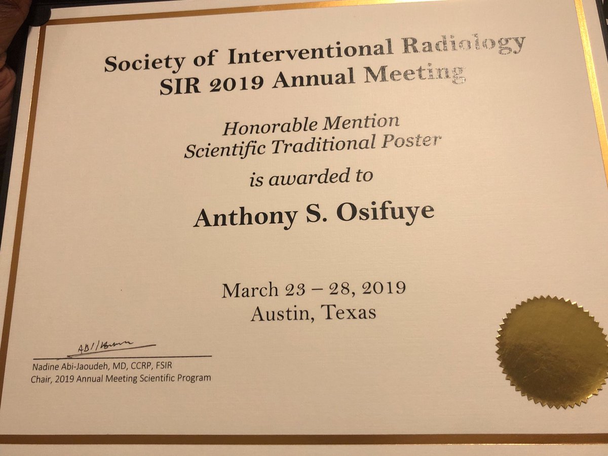 Congratulations Anthony For a great presentation ! #SIR19ATX ⁦<a href="/ClevelandClinic/">Cleveland Clinic</a>⁩ ⁦<a href="/UMNews/">University of Minnesota</a>⁩