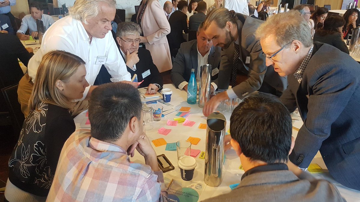 Aurecon's tweet photo. Great to facilitate an @iMOVEAus workshop with @russellyell, @rachflit and @lozlick yesterday at #transportoftomorrow2019. Participants immersed themselves in traveller preferences to design user-centric solutions to common transport challenges. https://t.co/ELstPlvRqr