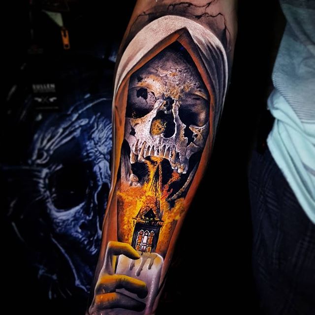 Realistic color skull tattoo Brent Olson Art Junkies Tattoo by Brent  Olson TattooNOW