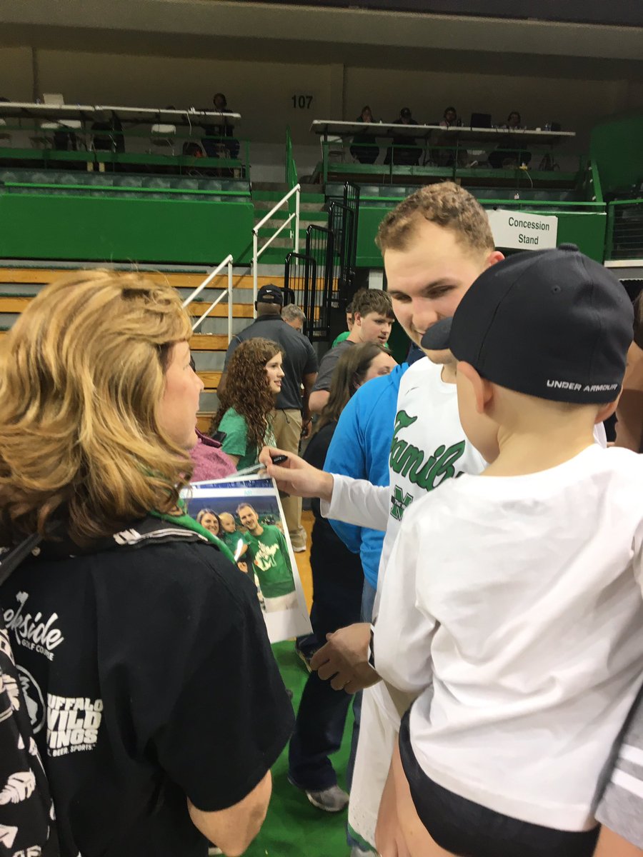 MSabo4's tweet photo. Shoutout to @elmore33 for making our son the happiest boy in the world! He’s pretty proud of his shirt that you autographed for him tonight! You played a great game tonight! Go Herd! @1sportsdude https://t.co/7o5udnHs04