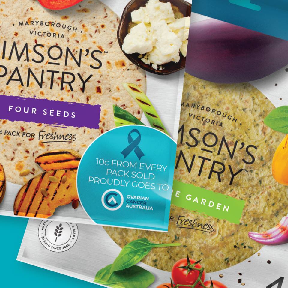 OvarianCancerOz's tweet photo. Until the end of March, #simsonspantry will donate 10 cents from every OCA branded pack sold to OCA in support of Australians impacted by #OvarianCancer Wraps are available at @Coles Supermarkets across the country. Thank you Simson's Pantry for #ovaryacting with us. https://t.co/AojoYv14FM
