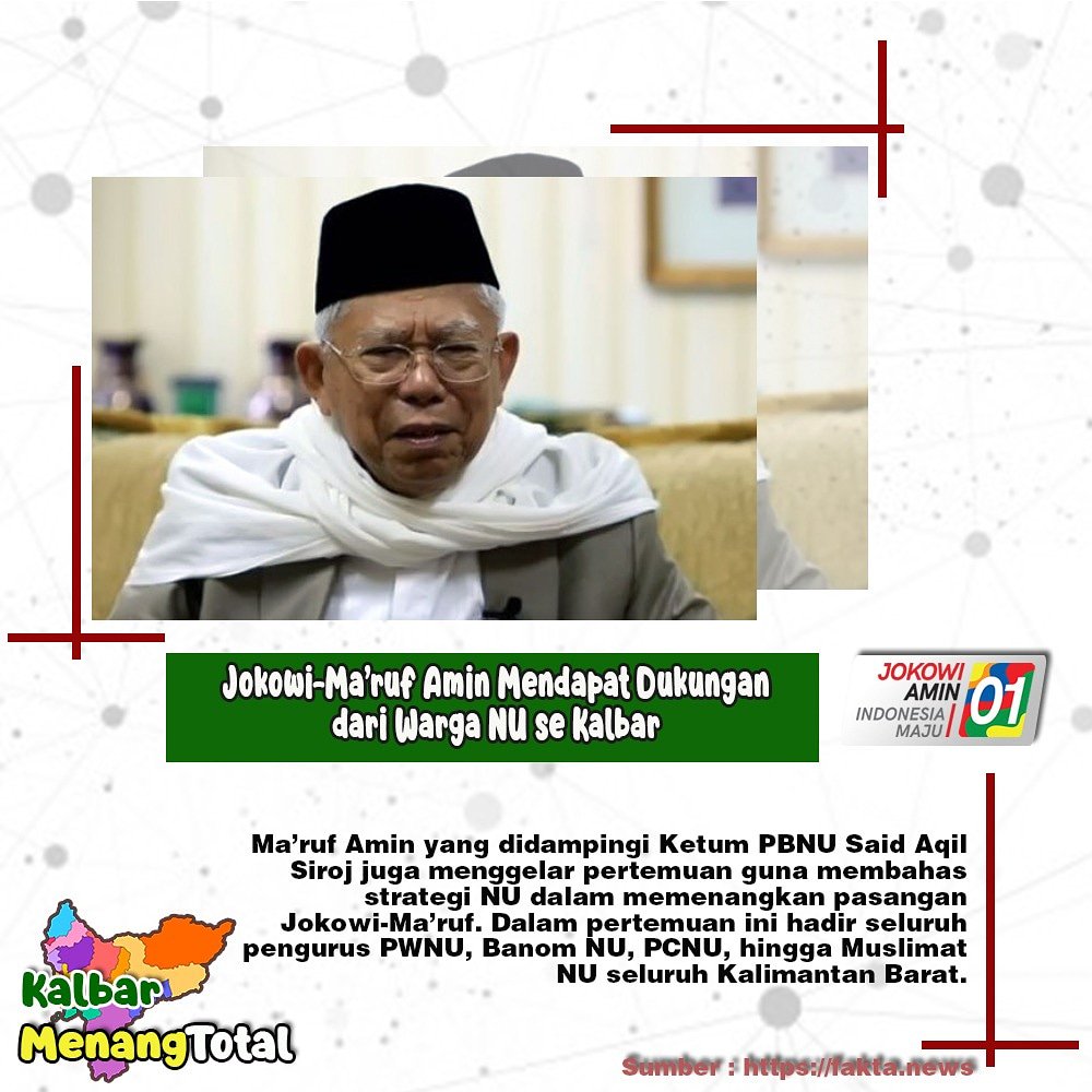 SyahnawazA's tweet photo. Kami NU, jelas dukung @jokowi dan abah Kyai @KHMarufAmin_ 
#KalbarMenangTotal https://t.co/CfEjpyXB3b
