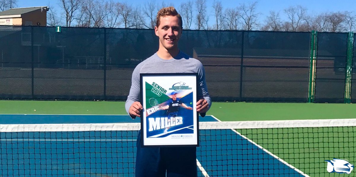 MVNUTennis's tweet photo. Thank you to our Senior @ericmillerr 👏🏼🎾 Congratulations and good luck in all of your future endeavors!! #mvnufamily #tennis #senior2019 #LetsgoCougs 👊🏼 https://t.co/qMT3wshE85