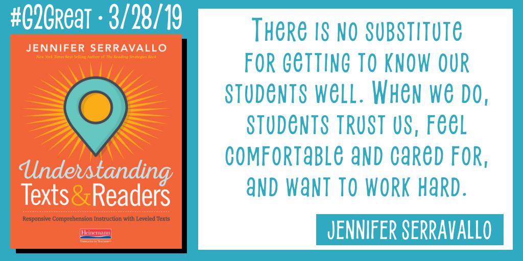 Think about these closing words of wisdom from <a href="/JSerravallo/">Jennifer Serravallo</a>  We want to thank you, Jen for joining us and stretching our thinking! Thank you, #G2Great PLN for sharing your brilliance. Shine on! <a href="/DrMaryHoward/">Dr. Mary Howard</a> <a href="/brennanamy/">Amy Brennan</a> <a href="/franmcveigh/">Fran McVeigh</a> <a href="/vrkimmel/">Valinda Kimmel, M. Ed.</a>