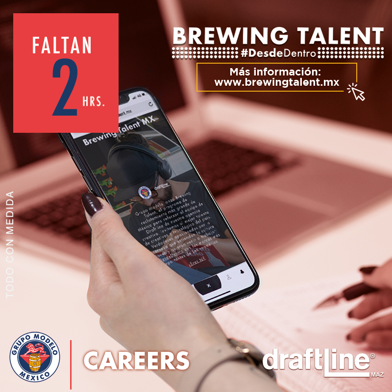 roastbrief's tweet photo. Te quedan 2 horas para ser parte de la agencia creativa de @GrupoModelo_MX, Draftline, a través de #BrewingTalent.
¡Postúlate ya!
https://t.co/5m61TeruG0
#DesdeDentro #Draftline #BestBeerJob #ABInBev https://t.co/ybrquYV6Fx