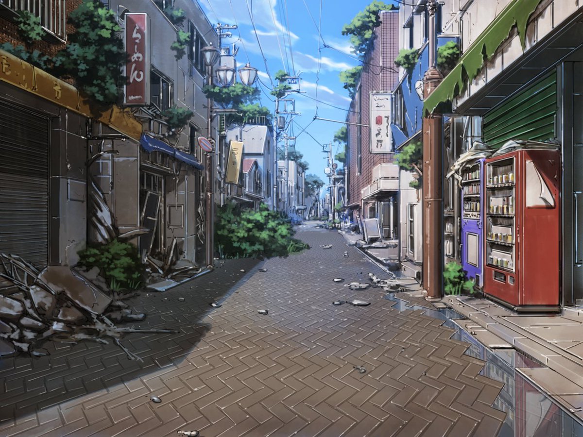 Meiz Boothで原画新刊販売中 廃景 現在一番優先して描いている東京の廃墟イラスト 絵が増えて混乱してきたのでこっちにまとめます 線画は該当のツイート T Co 5pci5jwkbn かpixivで グリザイユ画法 廃墟 背景 T Co Fpblw4we5i