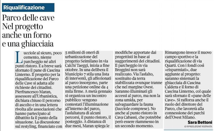 OffTopic_lab's tweet photo. @abuzzo3 @radiondadurto @milanoics @MILinMOV @arcipelagomilan @Eddyburg_it il corriere di oggi. #parcocave https://t.co/0ecG73ZNQG