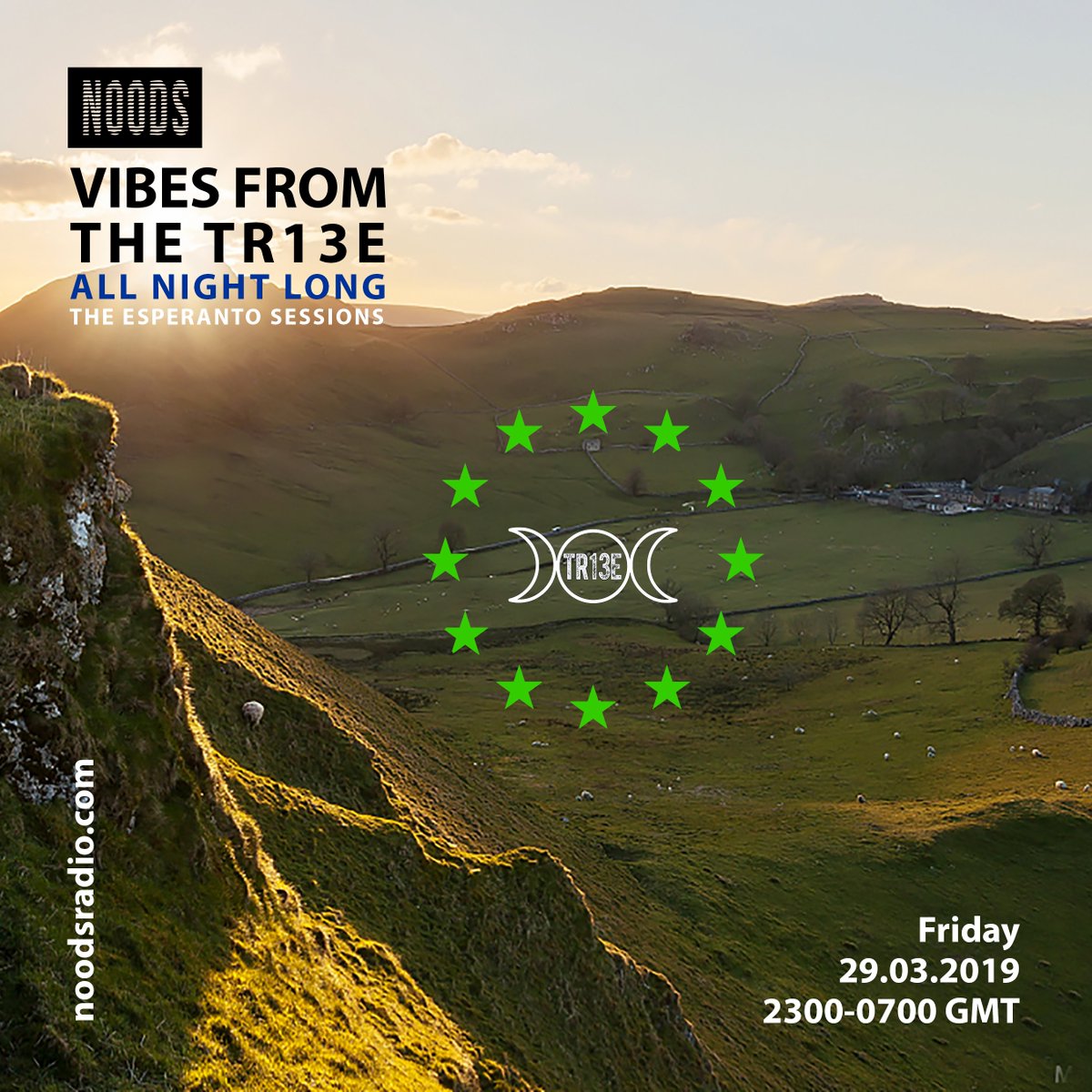 TR13E (@tr13e) on Twitter photo This Friday, 29th March, we're taking over the <a href="/noodsradio/">Noods Radio</a> stream for a very special all-night broadcast of Vibes From The TR13E. We're calling it "The Esperanto Sessions". The action starts at 23:00 and we'll be on air until 07:00. Spread the word! This Friday, 29th March, we're taking over the <a href="/noodsradio/">Noods Radio</a> stream for a very special all-night broadcast of Vibes From The TR13E. We're calling it "The Esperanto Sessions". The action starts at 23:00 and we'll be on air until 07:00. Spread the word!