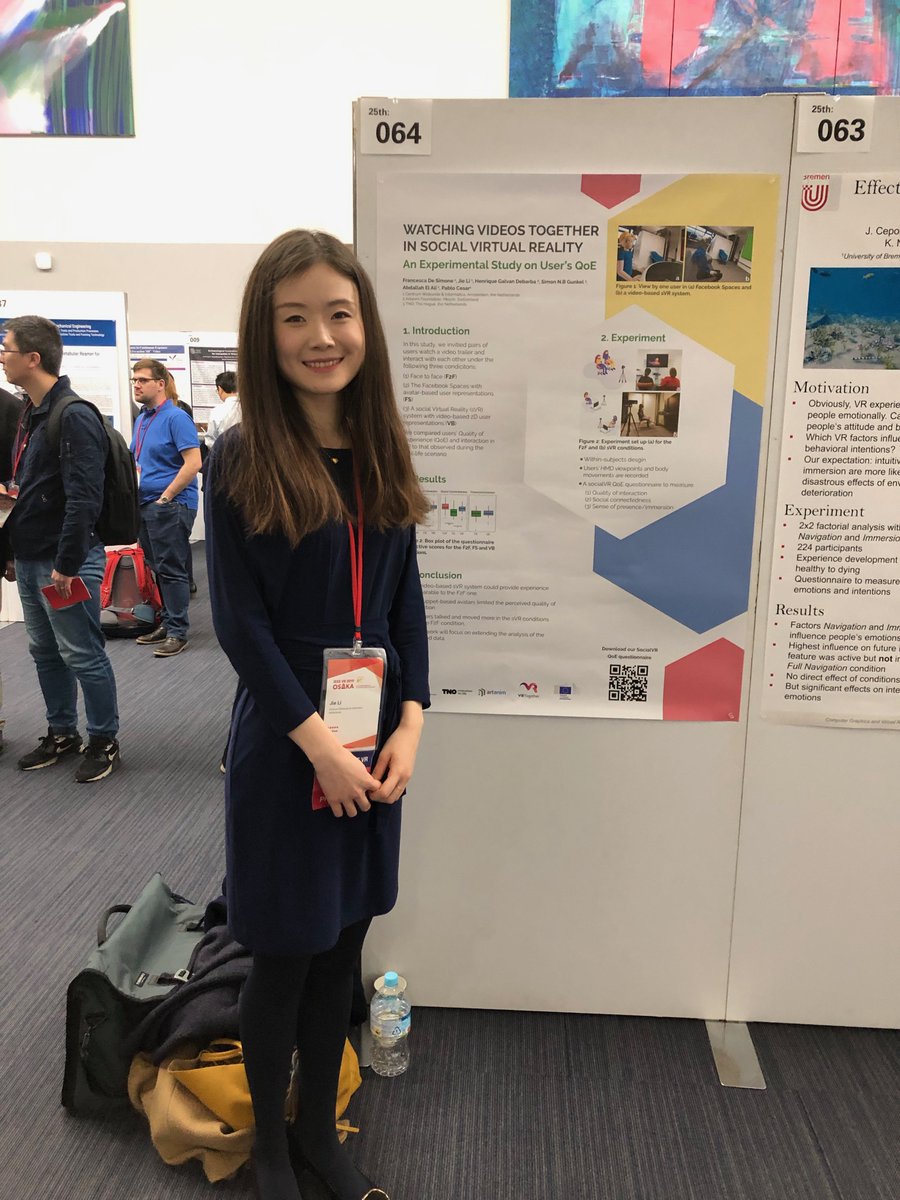 VRTogether_EU's tweet photo. 📝 Initial results of our work on evaluating #QoE for #socialVR ➡️ @JieLi3 & @pablocesar2661 presented our paper "Watching videos together in social Virtual Reality: an experimental study on user’s QoE" at @IEEEVR #IEEEVR2019
@CWInl @EU_H2020 #VR #volumetricvideo #sigmm #sigchi https://t.co/KbsTrp4W82