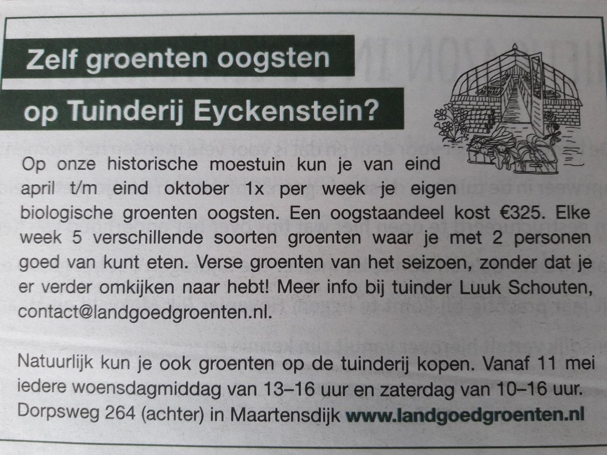 Wil je dit jaar je eigen biologische groenten oogsten? Op tuinderij Eyckenstein kan dat! #Maartensdijk #biologisch
