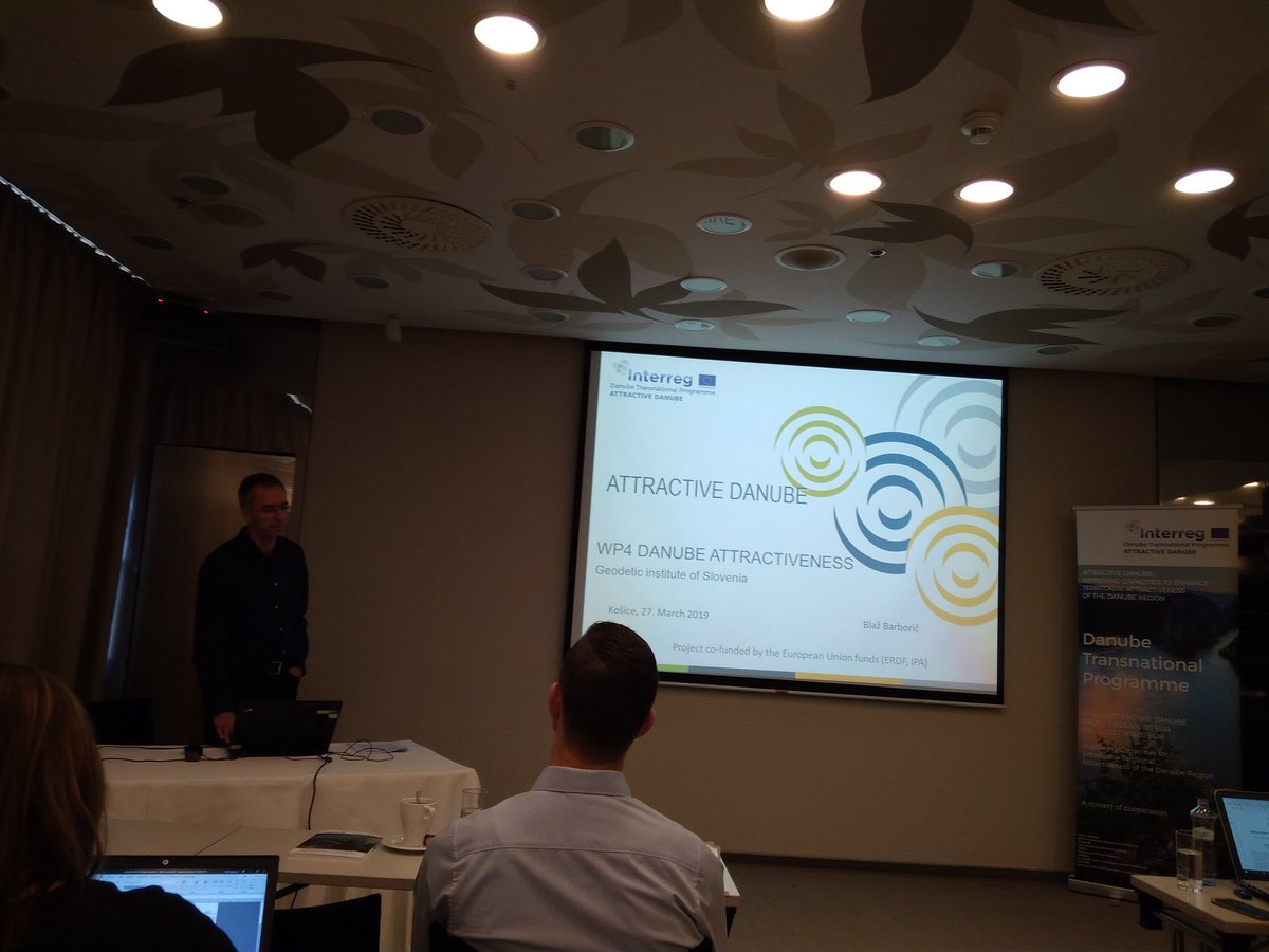 ATTRACTDanube's tweet photo. WP 4 - Danube Attractivness update presented by Blaž Barborič of GIS from Slovenia at the 6th SCM DTP ATTRACTIVE DANUBE project held in Hotel Yasmin, Košice, Slovakia hosted by Technical University of Košice. https://t.co/xqaVHlPQEq