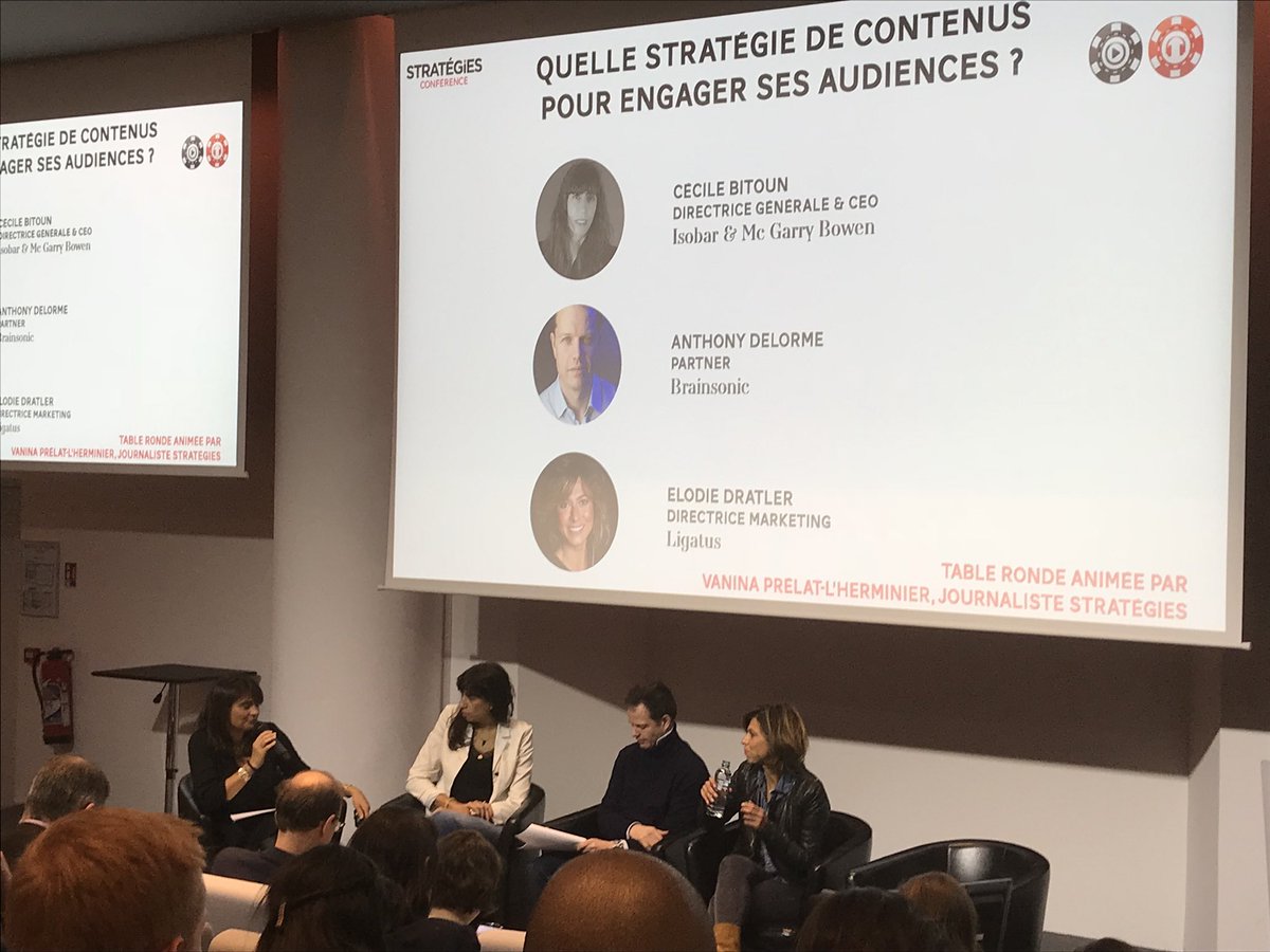 EvaVanRuy's tweet photo. #CONFSTRAT On va parler audiences et quelle stratégie de contenus pour les engager avec Cécile Bitoun @anthonydelorme @elodie_dratler @ligatus @Strategies #Content #BusinessHacking #Audiences https://t.co/U3WowSgmET