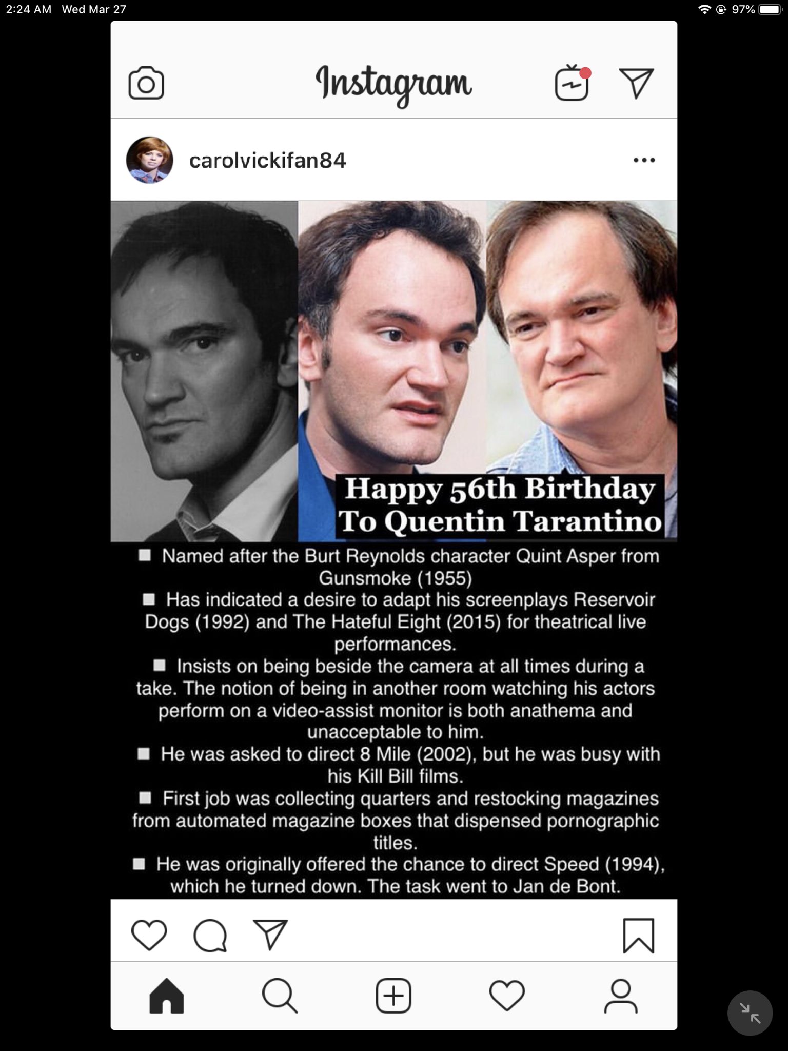 Happy Birthday! Quentin Tarantino, Mariah Carey, Nathan Fillion and Fergie!        