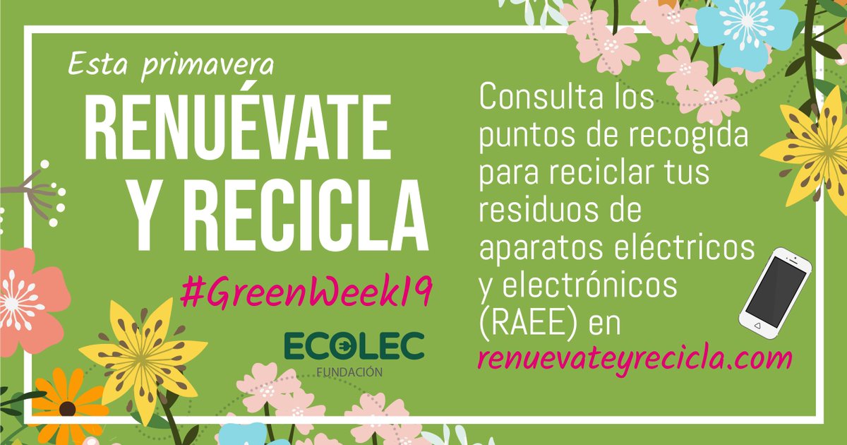 FundacionEcolec's tweet photo. Estamos encantados de haber compartido con vosotros una edición más de la #GreenWeek. Queremos pediros un último esfuerzo para esta edición. En caso de que no lo hayas hecho todavía, ¡deposita tus #RAEE en nuestros puntos de recogida! https://t.co/BQ0q6EvGbv https://t.co/KFYh06Zyn3