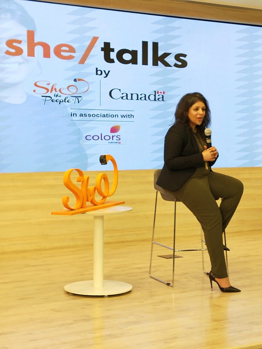 SheThePeople's tweet photo. "By sharing each other stories, by empowering each other, we become leaders in our own way." - Tasleem Somji at #shetalks @CanadainIndia #shethepeople https://t.co/JWJNrVRFPA