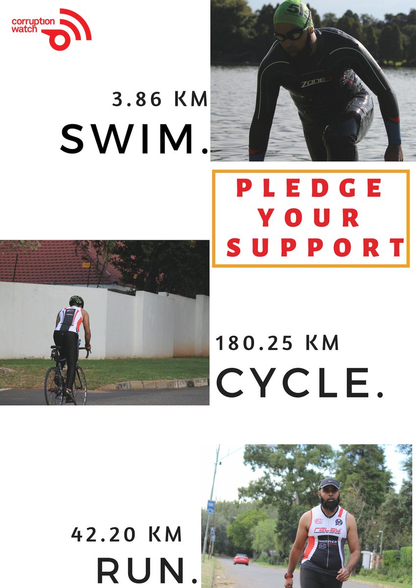 Corruption_SA's tweet photo. 10 more days to @IMSouthAfrica ,support our Aadil Vally.His goal is to raise at least R100K in support of Corruption Watch.
We need 500 people to contribute R200 each-to reach our target.@IRONMANtri
Join us #capturecorruption. Contribute R200: https://t.co/4qJSvsrrUO https://t.co/EK26gL6TQK