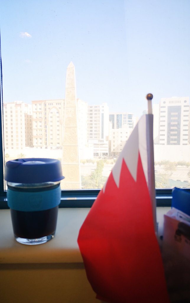thelovelymaeve's tweet photo. Good morning from Bahrain @RCSI_Bahrain. Using my @ucc @infantcentre keep cup for my coffee  #ReduceReuseRecycle #Sustainability #notjustmerch #ClimateChangeIsReal https://t.co/mKFhsxwvUn
