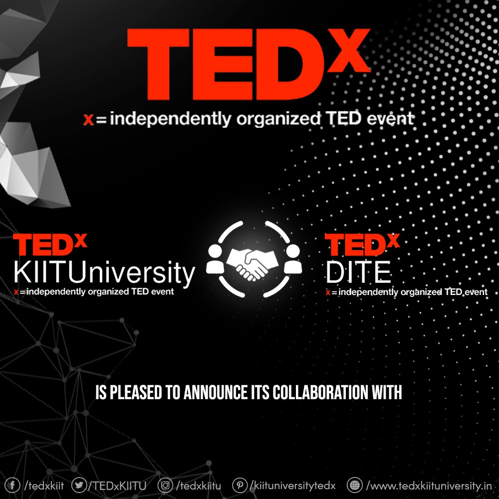 TEDxKIITUniversity (@tedxkiitu) on Twitter photo TEDxKIITUniversity (<a href="/TEDxKIITU/">TEDxKIITUniversity</a>) is proud to collaborate with TEDxDITE for its fourth edition.
#ted #tedx #tedxkiituniversity #tedxkiitu2019 #ideasworthspreading #change #motivation #inspiration #RightAngleOfTheClock #31March2019 TEDxKIITUniversity (<a href="/TEDxKIITU/">TEDxKIITUniversity</a>) is proud to collaborate with TEDxDITE for its fourth edition.
#ted #tedx #tedxkiituniversity #tedxkiitu2019 #ideasworthspreading #change #motivation #inspiration #RightAngleOfTheClock #31March2019