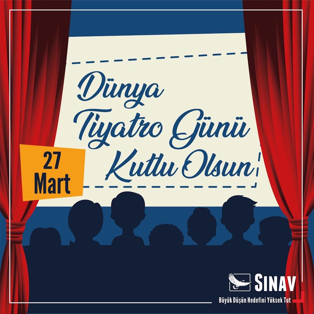 sinavegitim's tweet photo. Tiyatro sanatçılarımızın ve tiyatroya gönül veren herkesin 27 Mart Dünya Tiyatrolar Günü kutlu olsun! 🎭 
#dünyatiyatrogünü #sinav #sinavcomtr #sinavegitimkurumlari https://t.co/OOSawOFhzW
