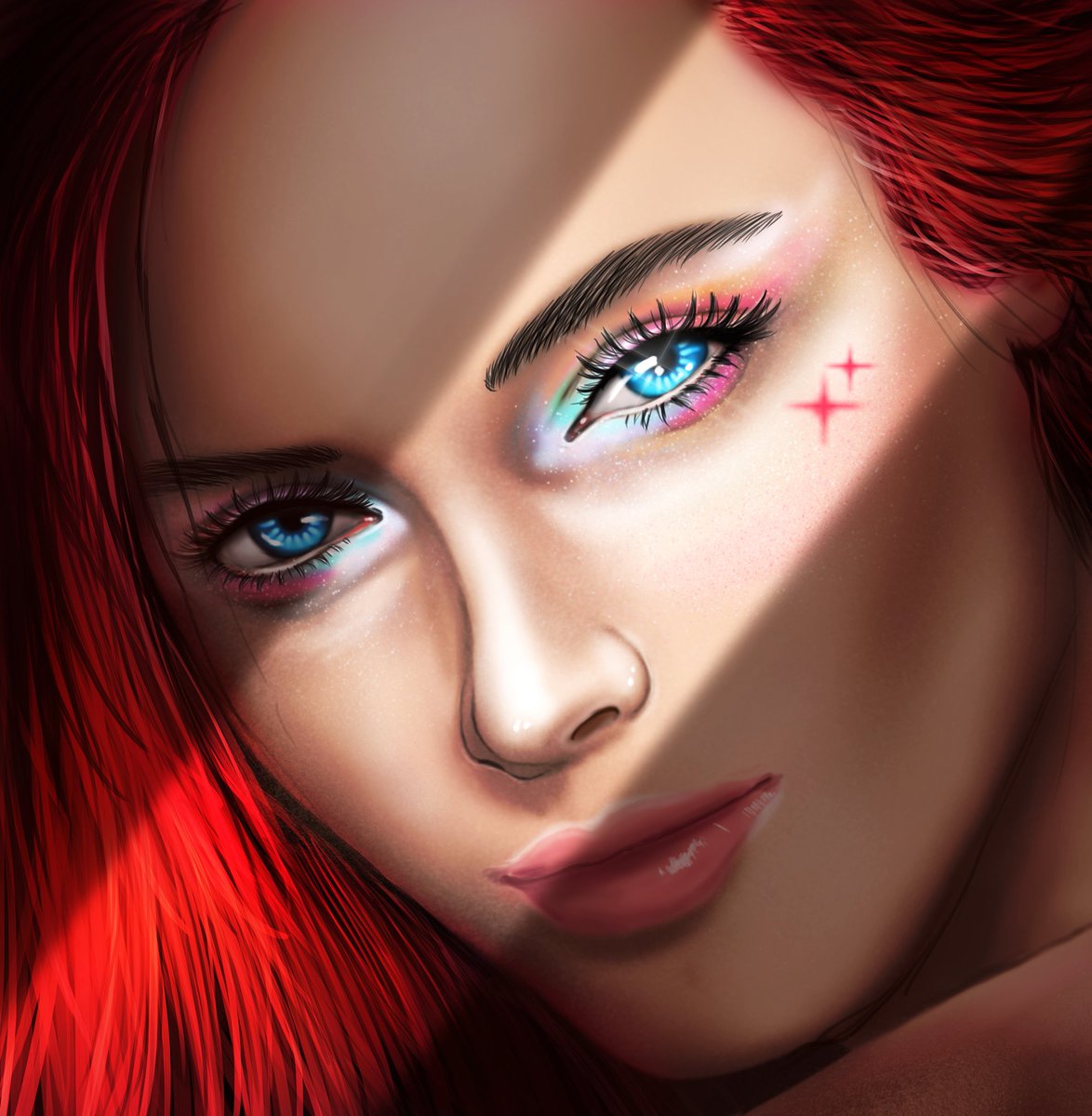 Another quick piece I managed to finish before the power cut.
#digitalpainting #digitalart #illustration #art #artist #artwork #artistoninstagram #artistsontwitter #myart #semirealism #faceart #makeup #drawing #digitaldrawing 
.
.
instagram.com/deezignbyg