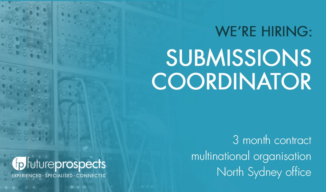 Seeking a highly driven #Submissions / #BidCoordinator who thrives off challenging &amp; engaging work, to join a global organisation on a short term contract! #NorthSydney

Apply now! bit.ly/2OrGjQx