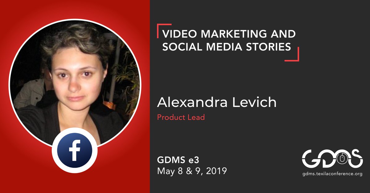 GDMSThinkIn's tweet photo. Attend the Mindblowing Session on 
"Video Marketing and Social media stories" 
at GDMS e3, May 8 &amp; 9, 2019
from the Speaker Ms. Alexandra Levich, Facebook Product lead
Register now: https://t.co/w8XC92kFX3
#AlexandraLevich #VideoMarketing #GDMSe3 #Conference #Socialmediastories https://t.co/VIyA8Uzxin
