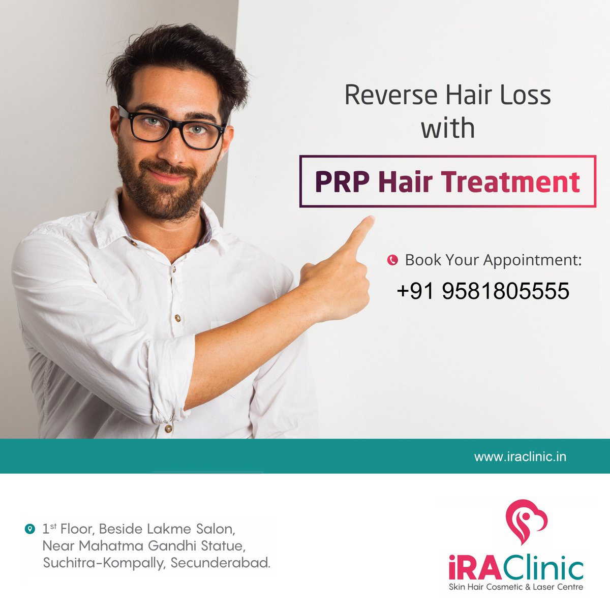 iraskinclinic's tweet photo. Reverse Your hair loss with advanced PRP hair therapy at iRA Skin &amp; Hair Clinic, Suchitra - Kompally Road, Secunderabad.

Book Your Appointment at 9581805555. https://t.co/wFtHsYc5fg

#hair #hairloss #hairtreatment #hairgrowth  #prptreatment #instanthair #hairtherapy #hairclinic https://t.co/YxDP1y5iH1