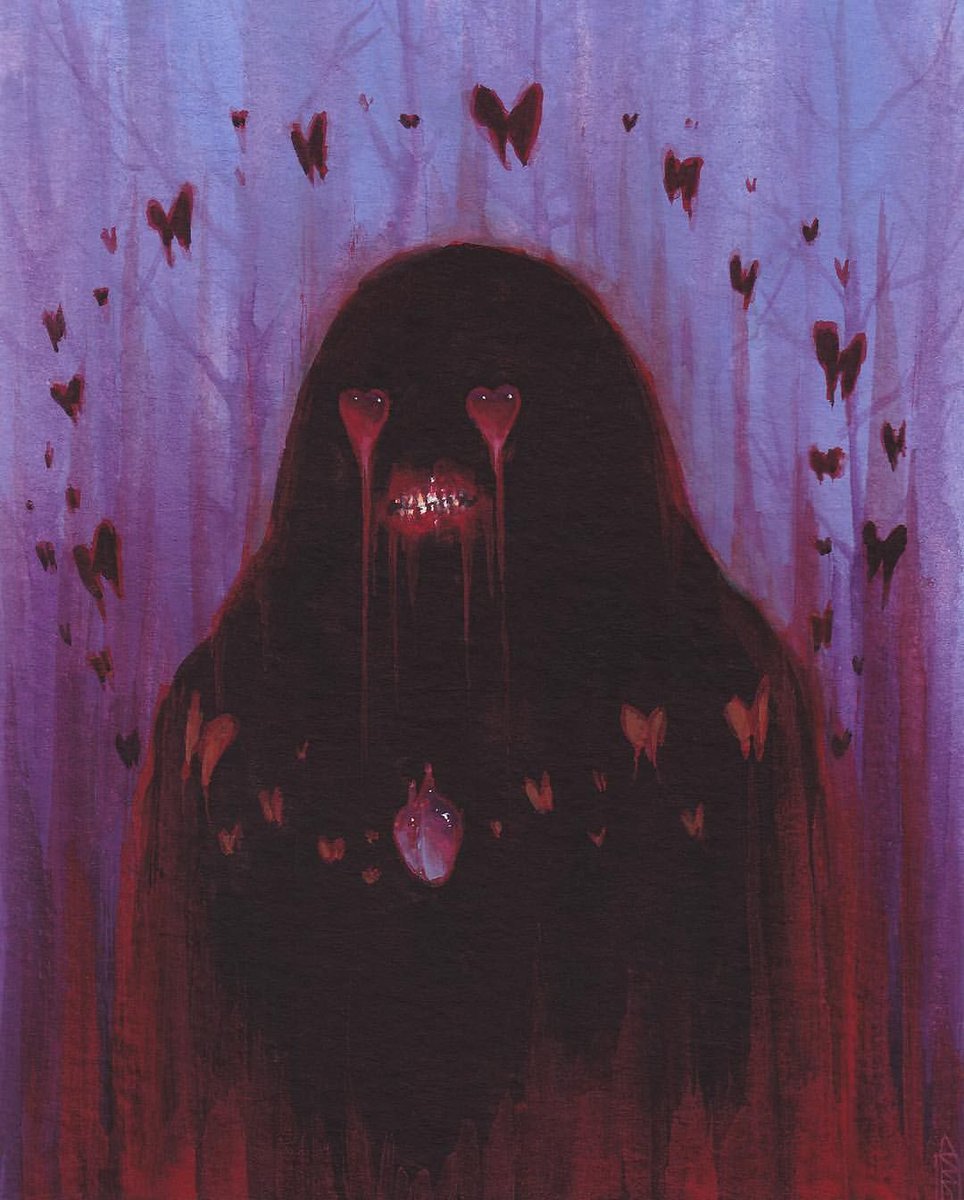 BeautifulBzarre's tweet photo. Because we all need love! 'Butterboy II' [gouache on paper] by Dusty Ray. 

#dustyray #macabreart #gothicart #horror #horrorart #gouachepainting 
#horrorfanatic #painting #beautifulbizarre https://t.co/9HxMYipBgs