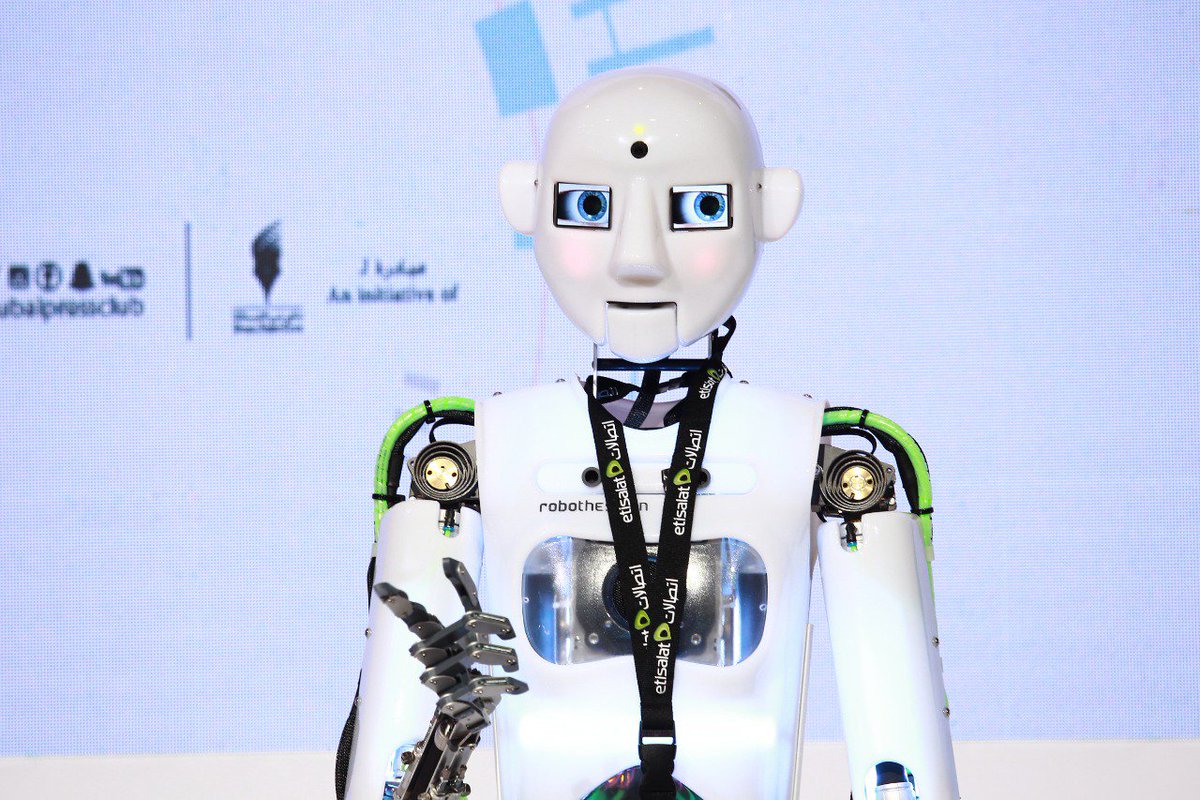 khaleejtimes's tweet photo. Photos: Robot, Mustafa Agha A20-50, future anchor, addresses a session called the 'Future of news anchoring' at the #ArabMediaForum in #Dubai. (Photo by Shihab/Khaleej Times)

#DubaiRobot #Robots #UAE #newsanchor #technology #AI https://t.co/vpOR70EA6E