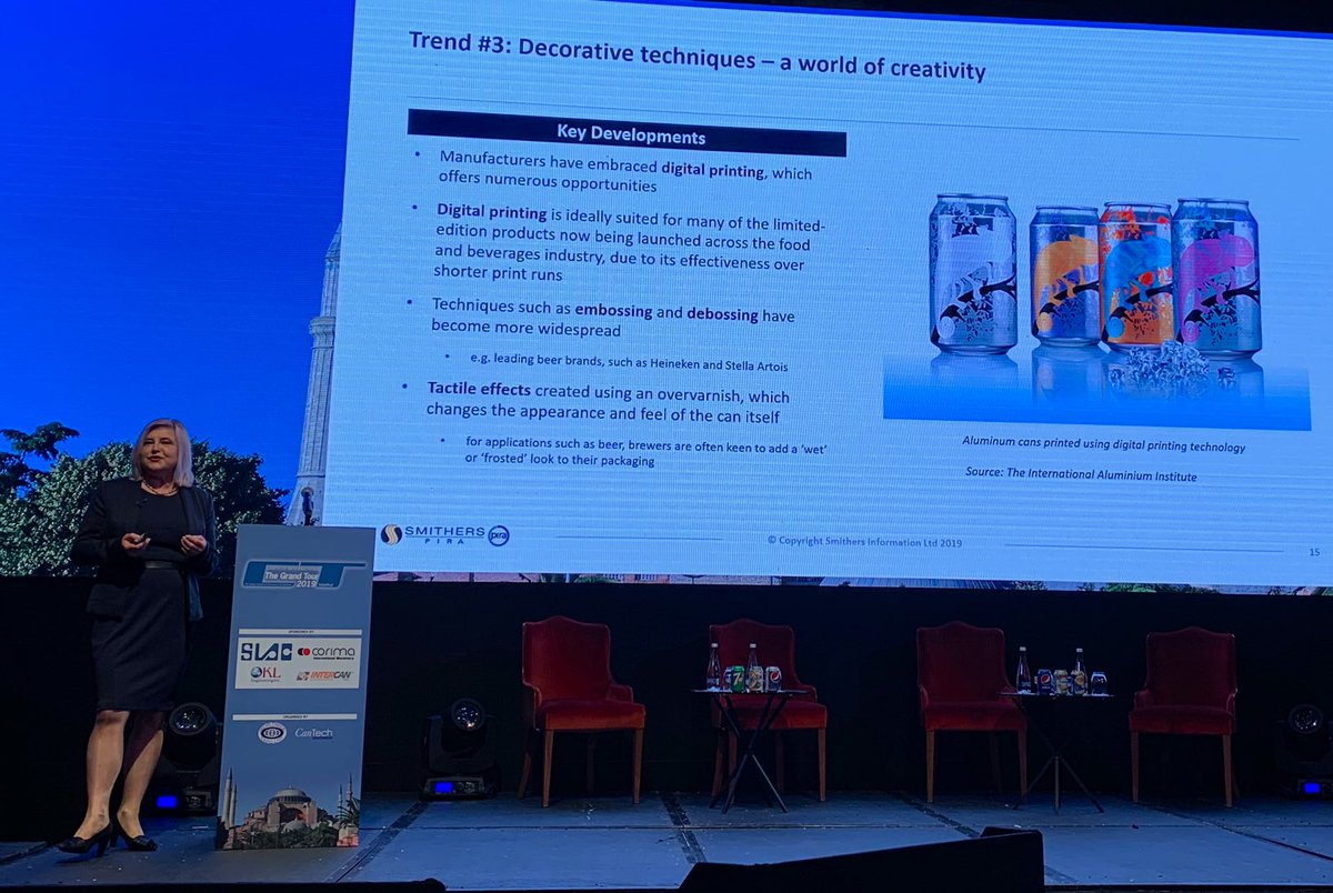 Third day opens with Ania Krolak keynote speech. <a href="/CanTechIntl/">CanTech Intl</a> <a href="/SmithersPira/">Smithers Pira</a> talking about Opportunities and challenges for the metal packaging market #CanTechtheGrandTour