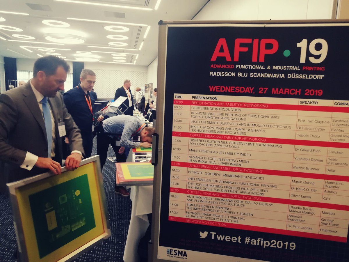 ESMA_Print's tweet photo. #afip2019 opens its doors with 28 tabletops and 12 presentations on #functional and #industrial #printing on day 1 https://t.co/ThAhzM2hI6