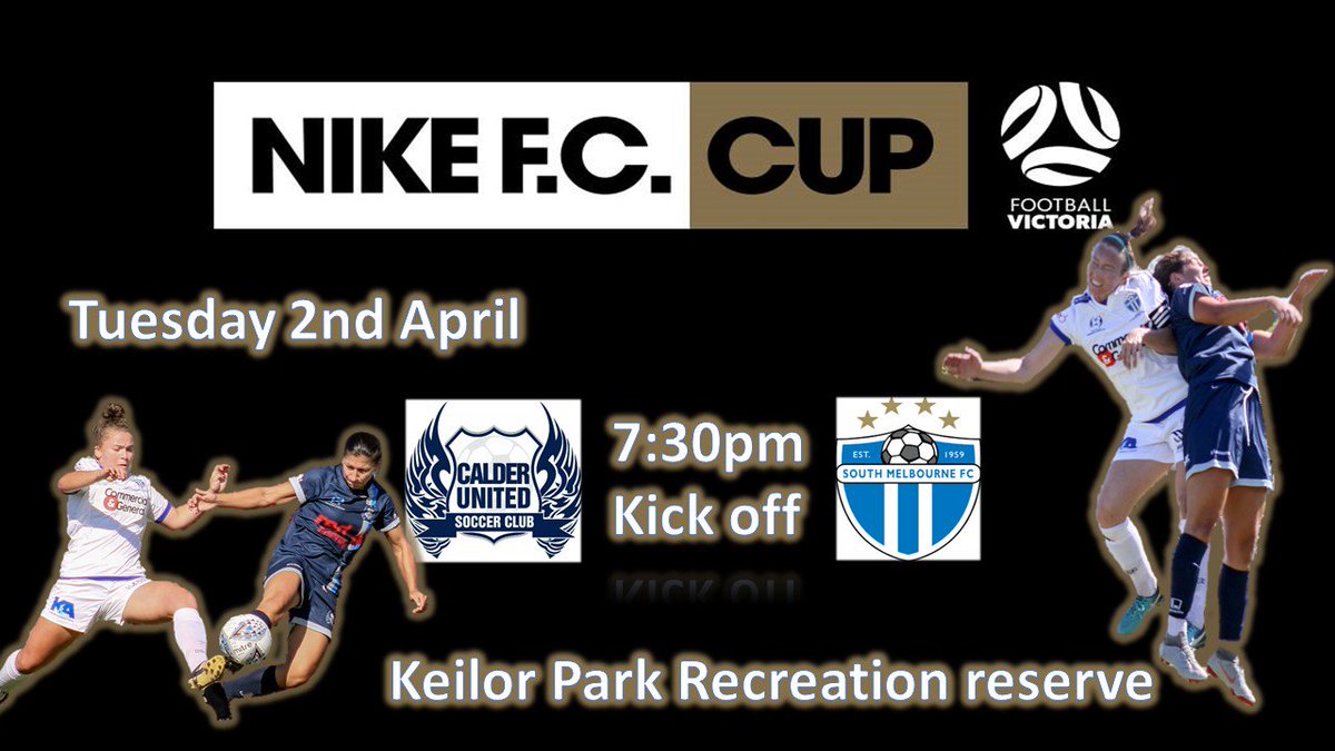 cusc2016's tweet photo. Nike F.C. Cup. Details:
We have drawn @smfc for our first of the @footballvic  #NIKEFCCUP matches on April 2nd!!
Don't miss it, kick off will be at 7.30pm at our home ground!
Get your cheer ready..........GO CALDER!!!
@nikefootball @nikewomen https://t.co/GbSkYTw1B6