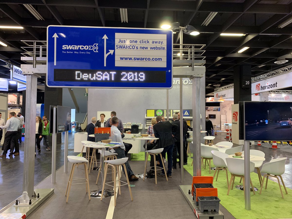 SWARCO_AG's tweet photo. DeuSAT 2019 has opened its doors. Visit us at the Congress-Centrum Ost Koelnmesse at booth E14 #DeuSAT #Kรถln #Cologne #Congress #exhibition #ivst #ERF https://t.co/Q0Jb6Dz4G9