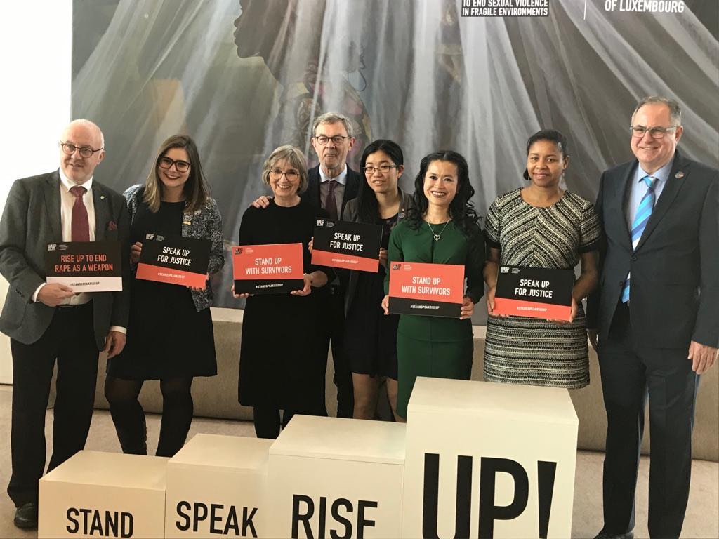 HeartsRotary's tweet photo. At the @StandSpeakRise conference in Luxembourg, our members Monica &amp; Catherine Beaujour w/@DenisMukwege https://t.co/GRUdHIme0R