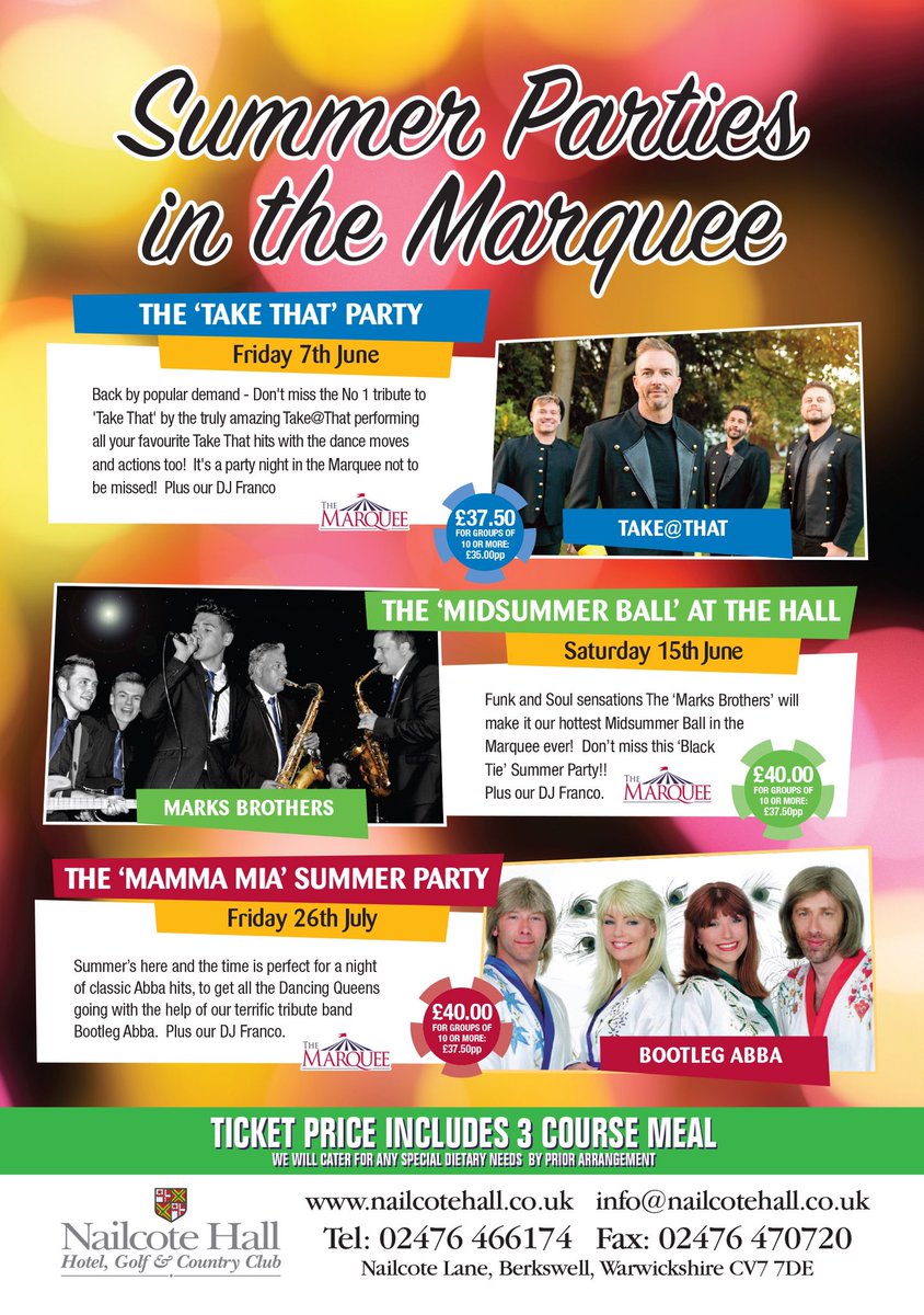 NailcoteHall's tweet photo. Just 👀 look at all the great #party nights and #events coming soon to #RicksBar and the #marquee at #NailcoteHall this Spring & Summer - there’s something for everyone so to check all our programme click https://t.co/h3KYuHntQq and call 02476466174 to book your party soon ! https://t.co/6vit6TUlvb