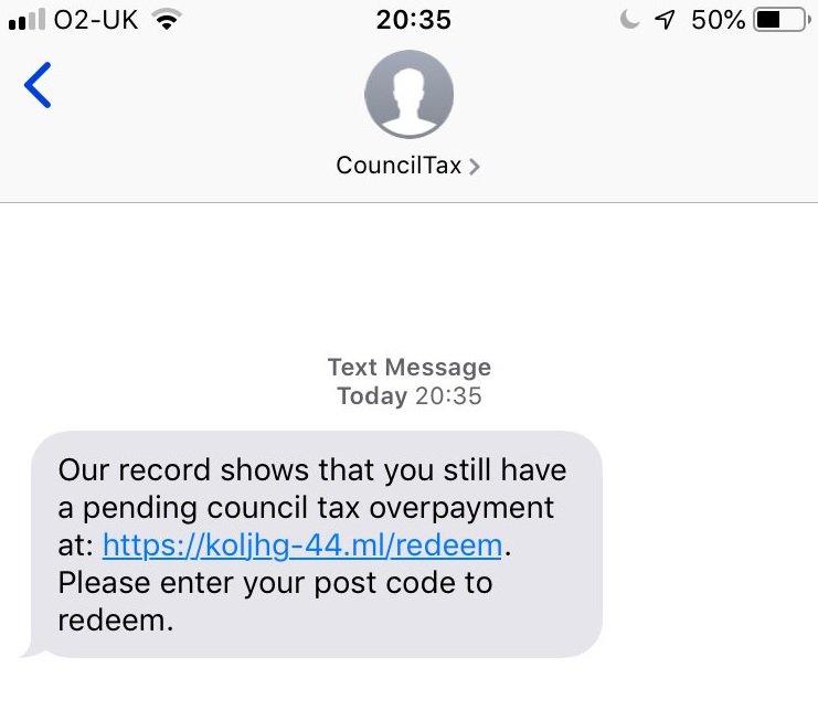 PSOSFife's tweet photo. #ScamAlert - Have you received a text message similar to this? 📱
If you have, please do not click the link. The text message is a SCAM, so please delete it.
Please pass this information on to others to stop anyone falling victim of this phishing scam.
#KeepFifeProtected https://t.co/LILTnWs60r