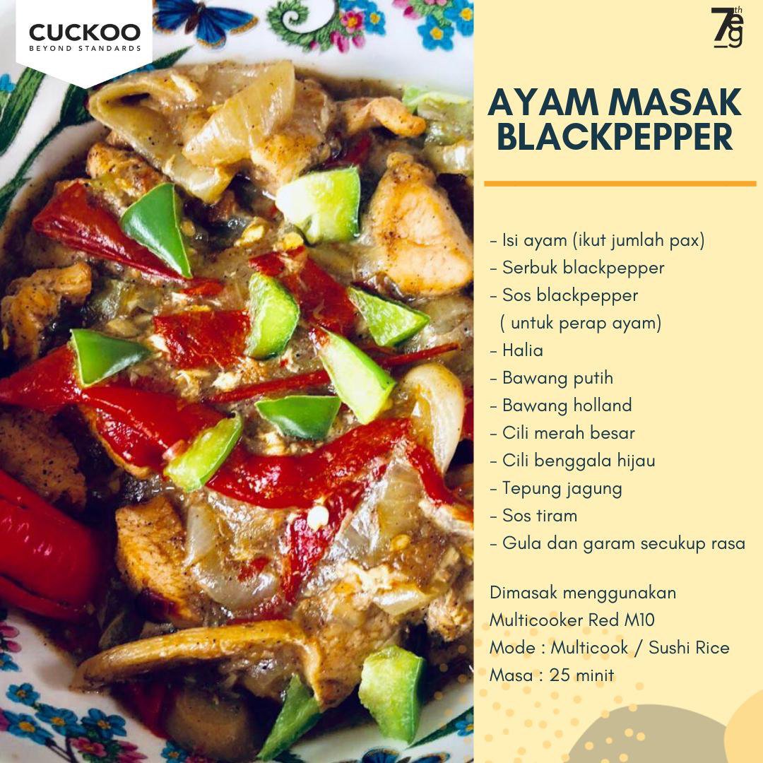 CuckooMiera's tweet photo. Tengah pening fikir nak masak apa untuk makan malam, pastu terjumpa resepi Ayam Masak Blackpepper ni.

Guess what? I just need to campak everything inside the multicooker and wait for it to cook!

Tak payah pening nak kacau-2 dia. Confirm mudah dan yummy 😋 https://t.co/eYl0FOFkKp