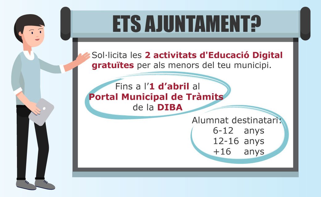 Orioltorres's tweet photo. Aquesta setmana hem fet #EducacióDigital a l'@afajoanpelegri i a @DucdeMontblanc de l'@AjRubi amb l'@enricbastardas. Als #Ajuntaments de la @diba se us acaben els dies per sol.licitar-ne 2 tallers, sobre seguretat i ciutadania online, per al curs vinent https://t.co/AdWOGwmAty https://t.co/TI4oyjlUsd