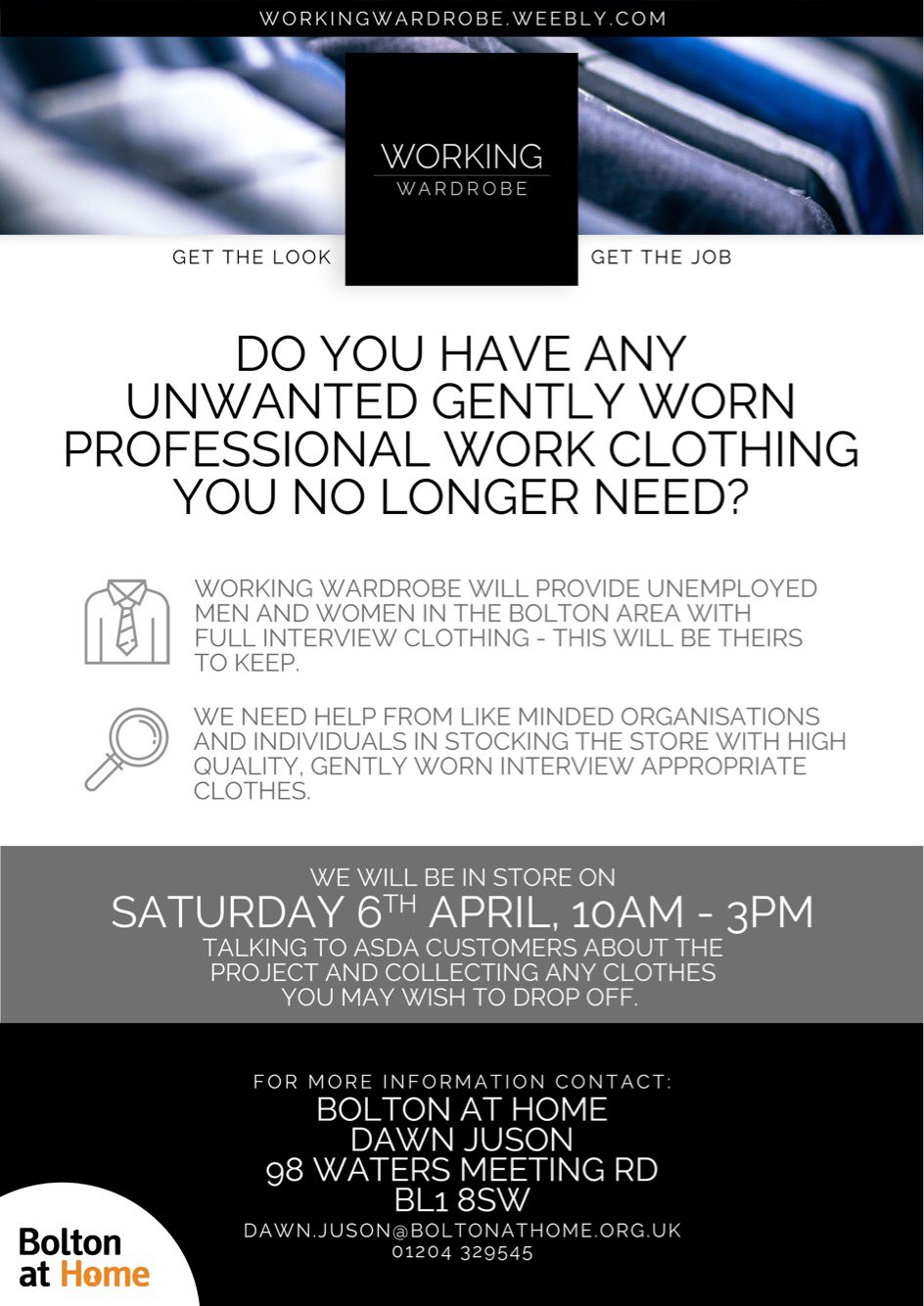 Working Wardrobe on Twitter "We will be at Astley Bridge Bolton Asda