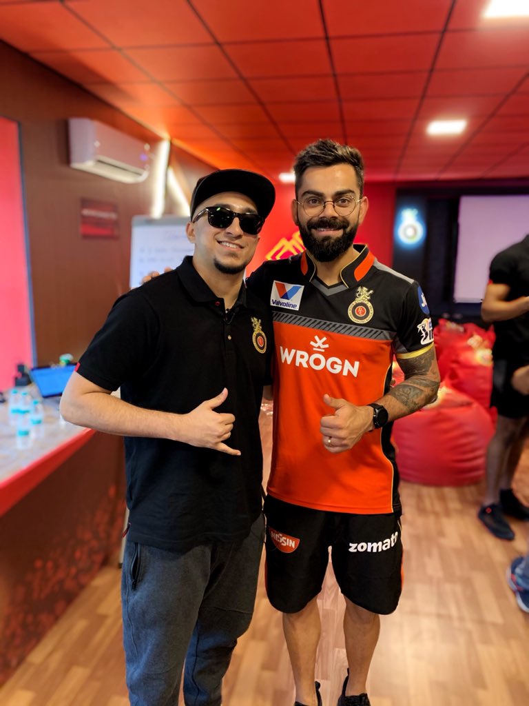 BrodhaV's tweet photo. Birthday! Work Day!
With the greatest players right now! @imVkohli and @ABdeVilliers17 !
#RCBUnderground https://t.co/m6GlUfQ6ly