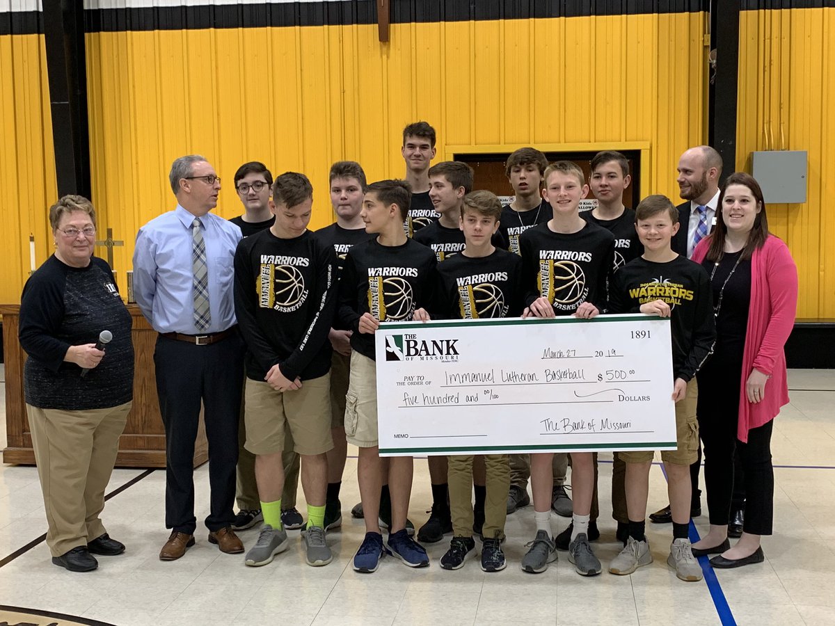 brentbuerck's tweet image. A huge thanks to @bankofmissouri For supporting Immanuel Lutheran school boys basketball teams trip to nationals
