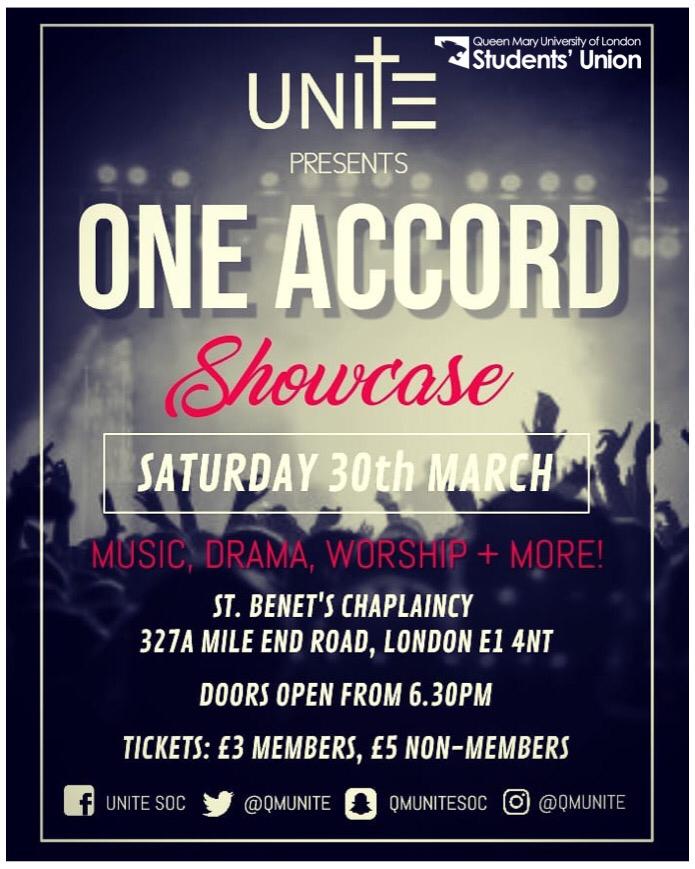 QMUnite's tweet photo. Hey everyone, One Accord is coming up this Saturday! It's our last event this year, a chance to celebrate the talent God has brought together at Unite through worship and creative performances from our society members and upcoming Christian artists 🙌🏾 It's gonna be a great night! https://t.co/O2UXSXOjQh