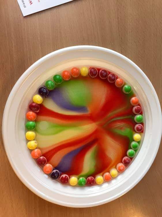 Vandaag heeft de vlindertuin het over  kleurstoffen. De kinderen hebben een #proefje gedaan met water en Skittles. #voeding #po <a href="/ligthartschool/">OBS Jan Ligthart</a> #Westerbroek #proefjes