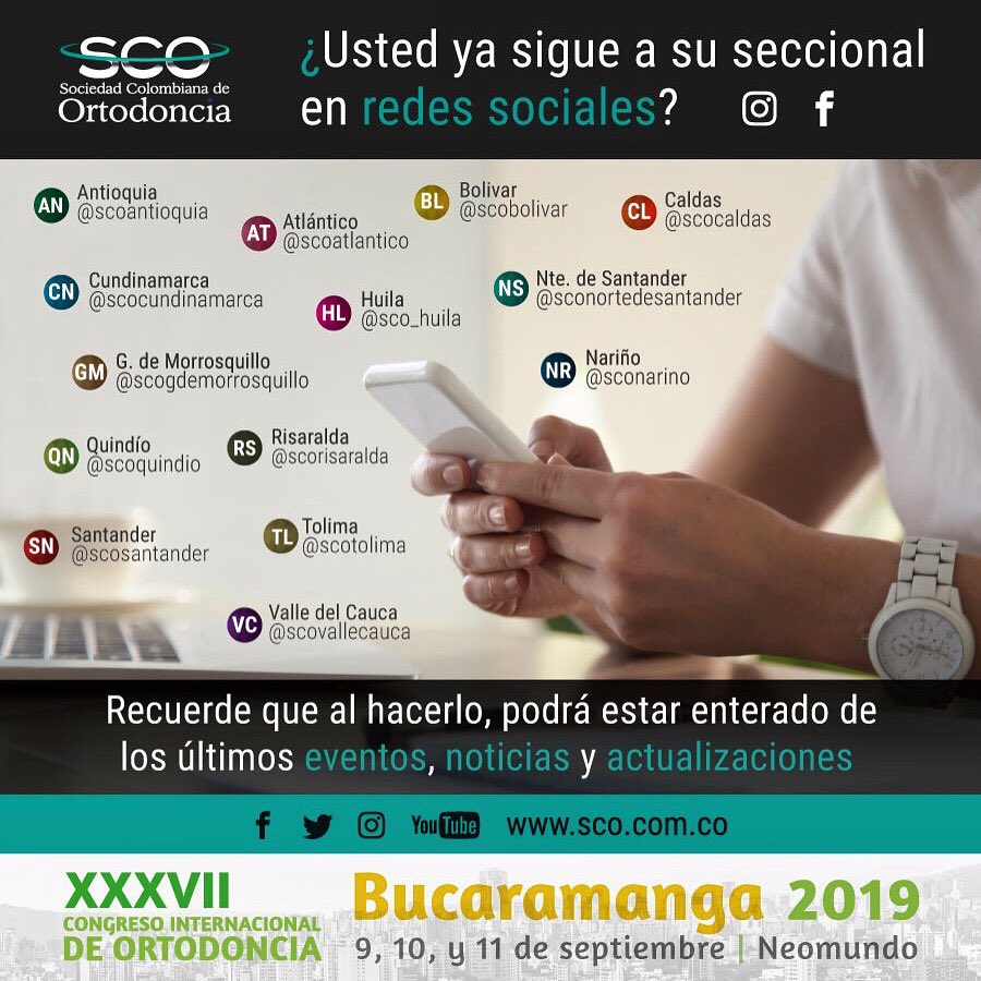 SCONACIONAL's tweet photo. ¿Ya sigue las redes sociales de su Seccional? Sígalas y entérese de eventos realizados en ella y más información #yosoymiembrosco #sco2019 https://t.co/xnNtA0wr1M