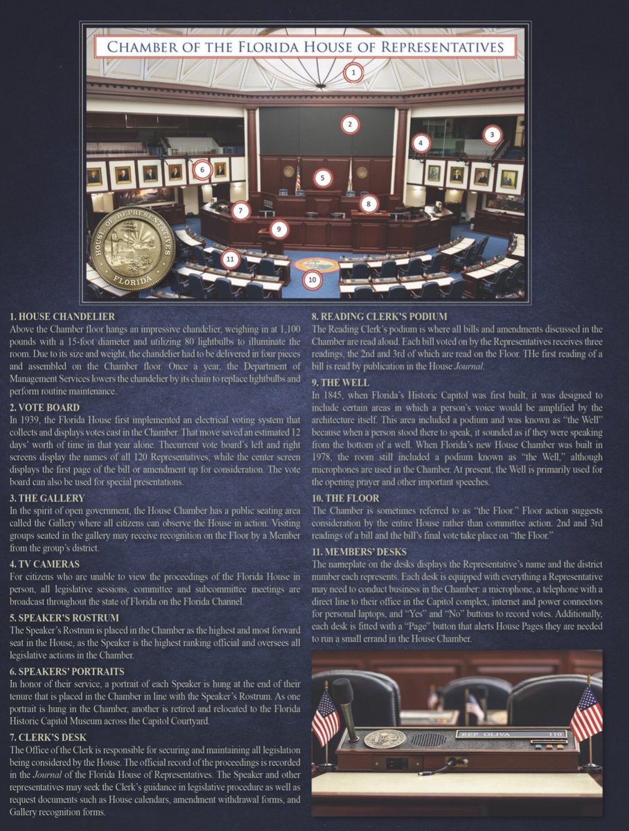 Tours are free and available to all visitors, they are a unique way to broaden public knowledge of the rich history, artwork and legislative processes of our state and it’s House. #HD29 #FloridaHouse