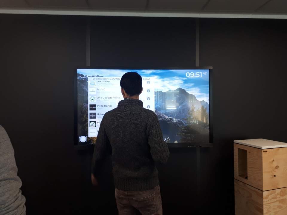 Intuiface's tweet photo. An interactive and daily updated lunch menu board at Intuiface HQ. Made with Intuiface. https://t.co/bZDIoq9gmi
#Intuiface #Lunch #digitalmenu #foodtruck #Labege #digitalsignage #multitouchscreen https://t.co/t4K6BsAfPs